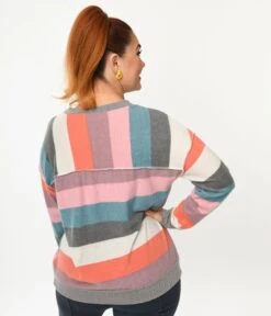 Muted Multicolor Striped Hacci Knit Sweater 5 Muted Multicolor Striped Hacci Knit Sweater -New Dress Store muted multicolor striped hacci knit sweater 247848
