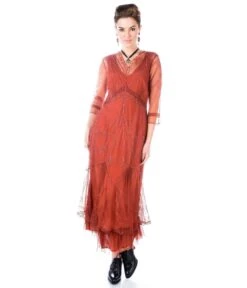 Nataya 1920s Style Paprika Flapper Dress -New Dress Store nataya 1920s style paprika flapper dress 812610