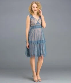Nataya 1920s Style Sapphire & Nude Flapper Dress 7 Nataya 1920s Style Sapphire & Nude Flapper Dress -New Dress Store nataya 1920s style sapphire nude flapper dress 870337
