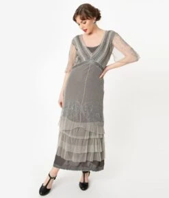 Nataya Vintage Style Alluring Slate Downton Abbey Edwardian Dress