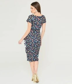 Navy & Holiday Lights Wiggle Dress -New Dress Store navy holiday lights wiggle dress 468740