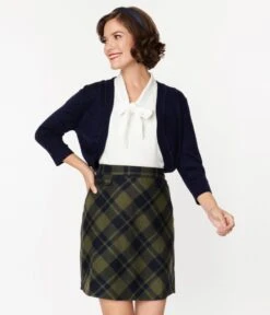 Navy Open Cropped Cardigan