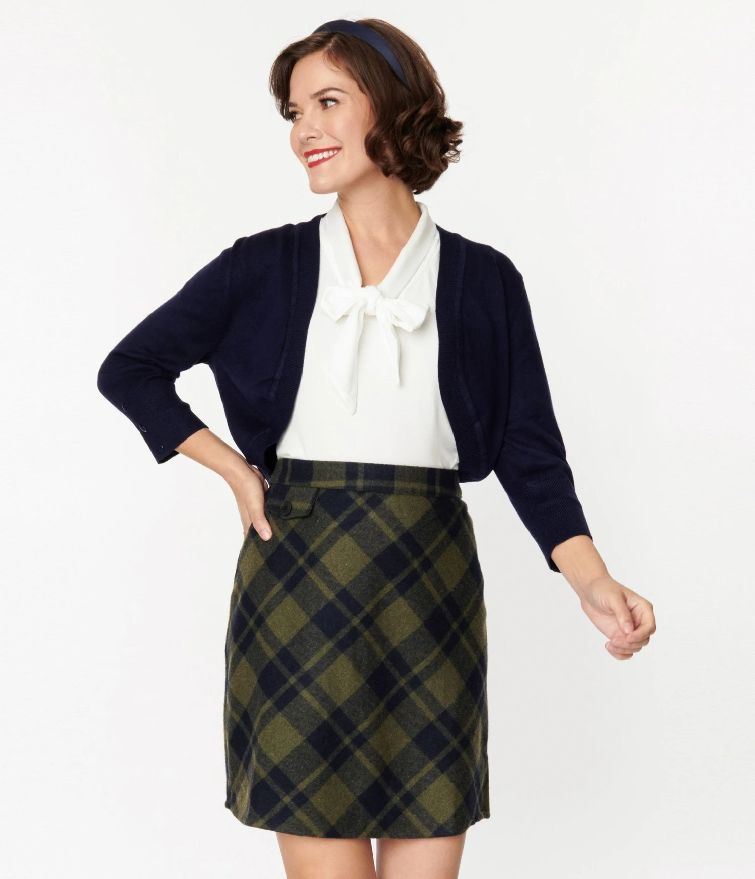 Navy Open Cropped Cardigan 1 Navy Open Cropped Cardigan