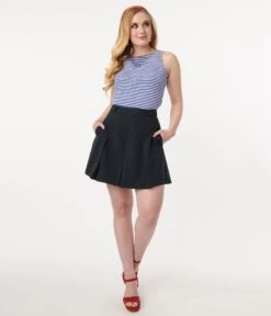 Navy Pleated Swish Shorts 9 Navy Pleated Swish Shorts -New Dress Store navy pleated swish shorts 126534