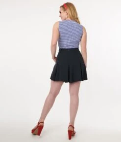 Navy Pleated Swish Shorts 8 Navy Pleated Swish Shorts -New Dress Store navy pleated swish shorts 646550