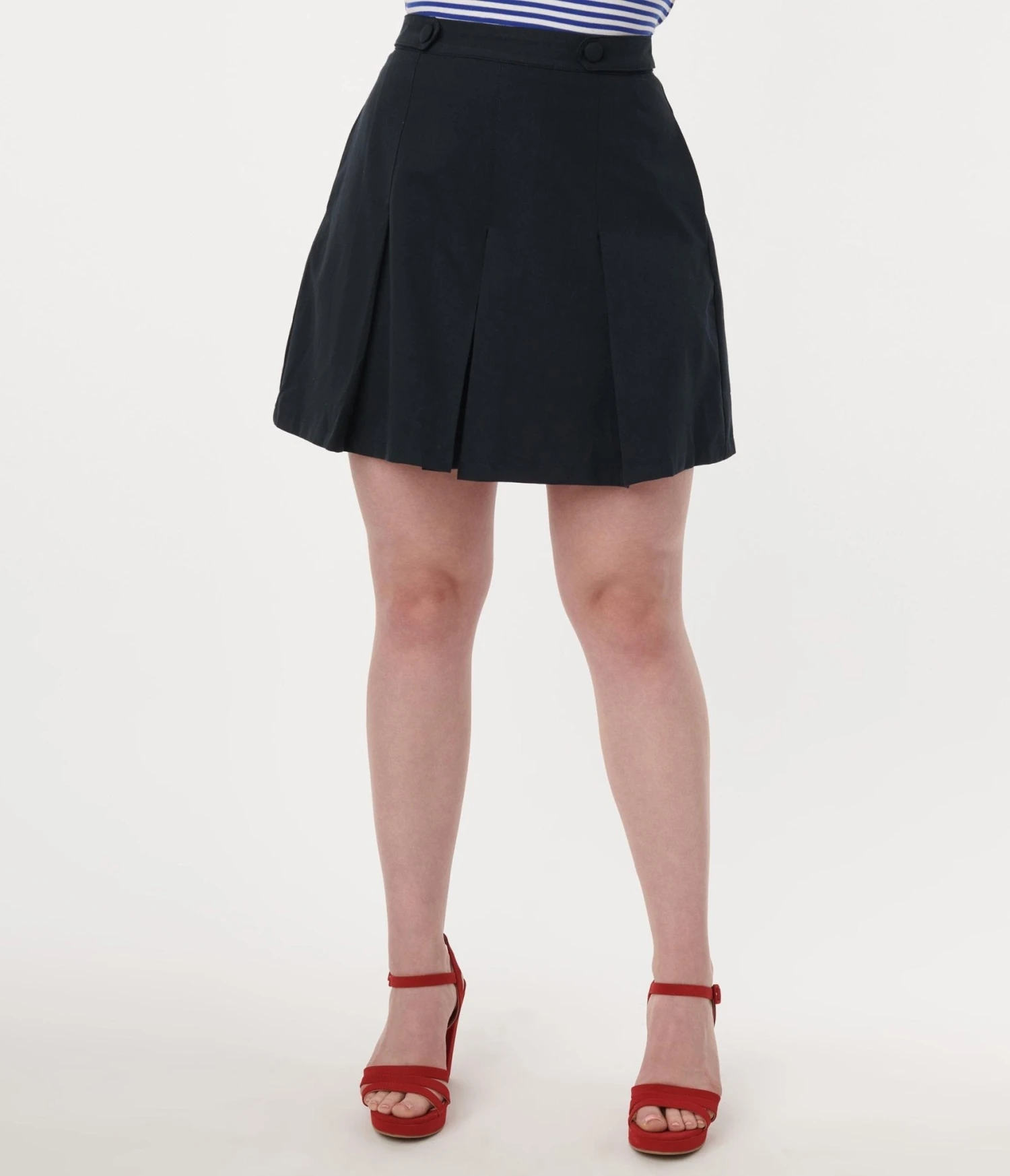 Navy Pleated Swish Shorts 2 Navy Pleated Swish Shorts - Image 2