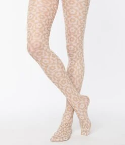 Nude Mod Floral Gingham Tights -New Dress Store nude mod floral gingham tights 217461