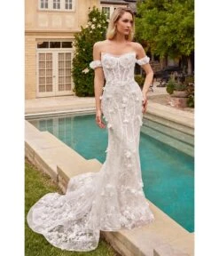 Cinderella Divine Off White Floral Lace Bridal Trumpet Gown With Removable Overskirt 7 Cinderella Divine Off White Floral Lace Bridal Trumpet Gown With Removable Overskirt -New Dress Store off white floral lace bridal trumpet gown with removable overskirt 154256