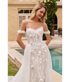 Cinderella Divine Off White Floral Lace Bridal Trumpet Gown With Removable Overskirt 9 Cinderella Divine Off White Floral Lace Bridal Trumpet Gown With Removable Overskirt -New Dress Store off white floral lace bridal trumpet gown with removable overskirt 913132