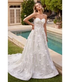 Cinderella Divine Off White Floral Strapless Bridal Ball Gown -New Dress Store off white floral strapless bridal ball gown 825752