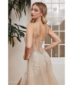 Cinderella Divine Old Hollywood Champagne Beaded Fitted Bridesmaid Gown -New Dress Store old hollywood champagne beaded fitted bridesmaid gown 888036