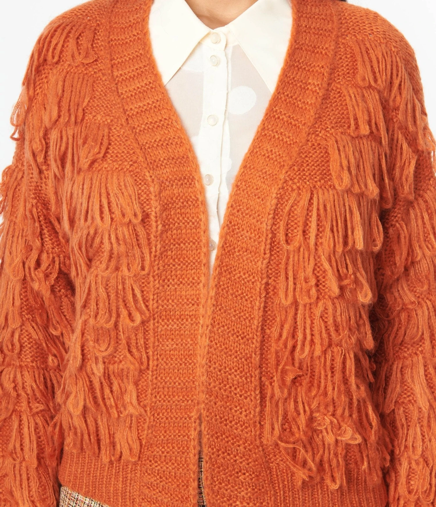 Orange Fringe Open Cardigan 2 Orange Fringe Open Cardigan - Image 2