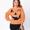 Orange Halloween Pumpkin Knit Sweater
