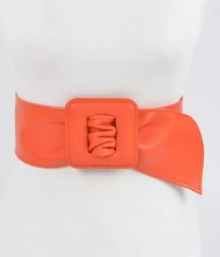 Orange Leatherette Square Belt