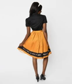Orange Trick O Treat Border Swing Skirt -New Dress Store orange trick o treat border swing skirt 593338