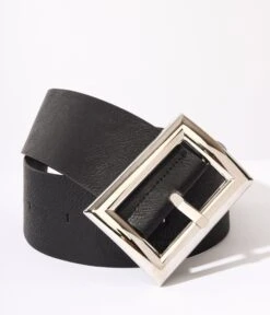 Oversized Silver Buckle Black Chunky Belt 5 Oversized Silver Buckle Black Chunky Belt -New Dress Store oversized silver buckle black chunky belt 685496