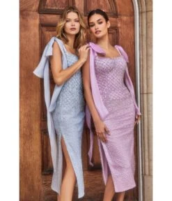 Cinderella Divine Paris Blue Beaded Illusion Corset Midi Dress -New Dress Store paris blue beaded illusion corset midi dress 937847