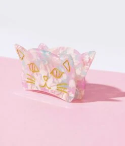Pastel Marble & Gold Cat Hair Claw