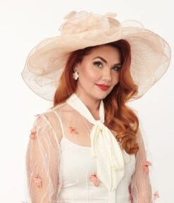 Peach Floral Feathered Ribbon Sun Hat -New Dress Store peach floral feathered ribbon sun hat 721342