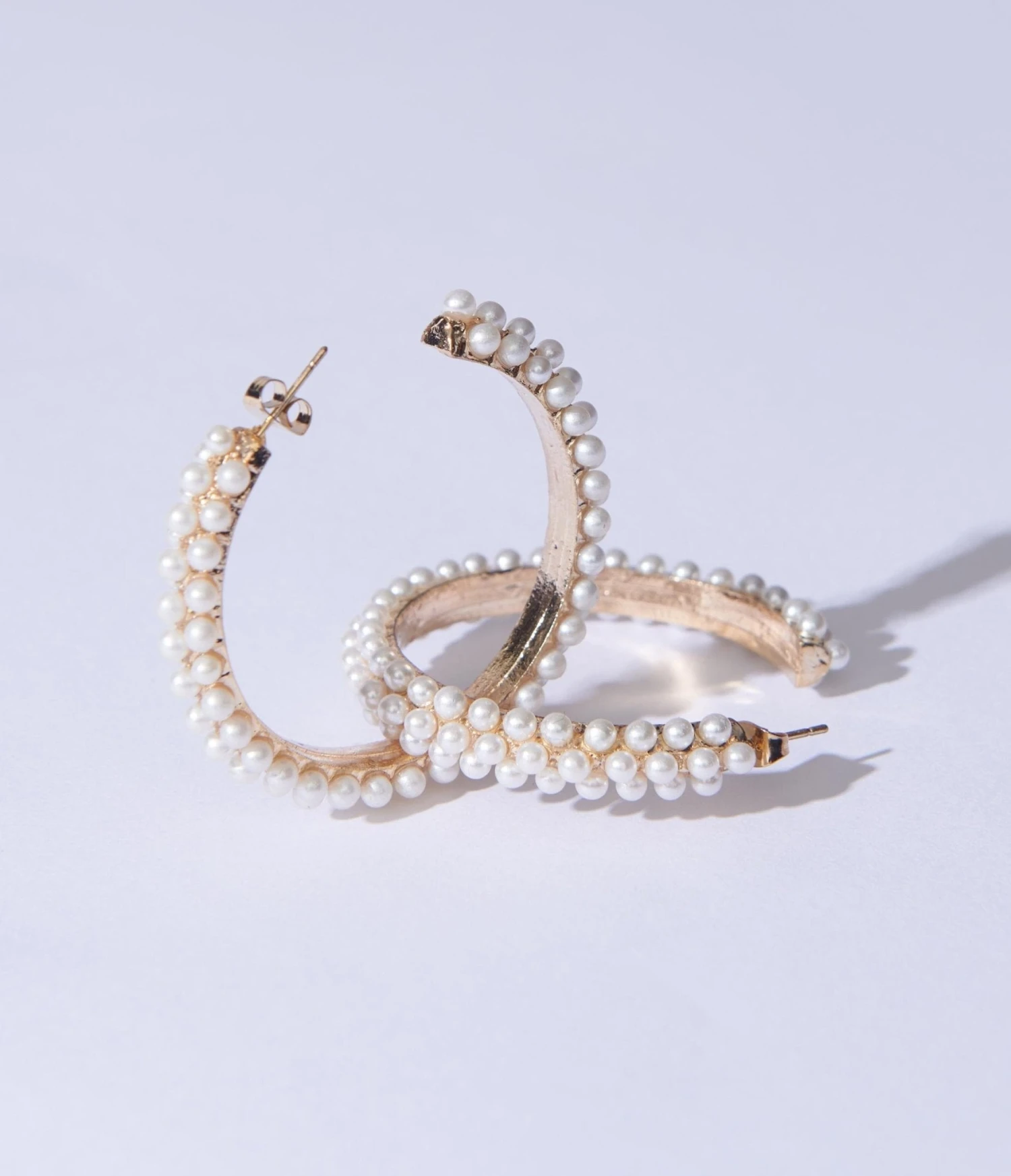 Pearl Encrusted Hoop Earrings 2 Pearl Encrusted Hoop Earrings - Image 2