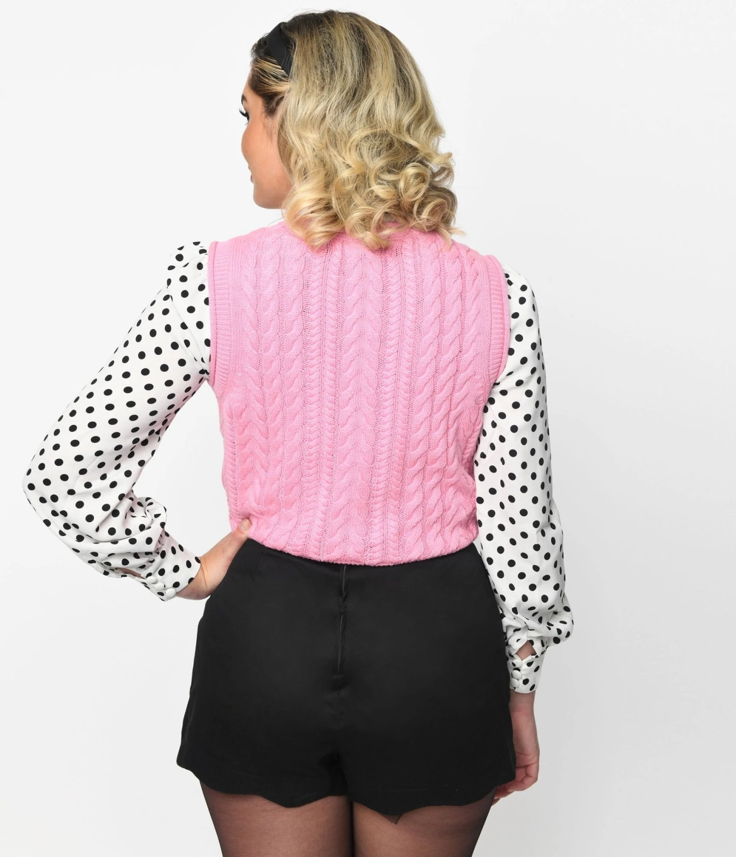 Pink Cable Knit Sweater Vest 2 Pink Cable Knit Sweater Vest - Image 2