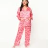 Pink Candy Cane Satin Pajama Set
