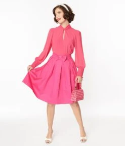 Pink Cotton Swing Skirt