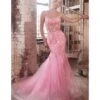 Cinderella Divine Pink Floral & Beaded Corset Mermaid Gown