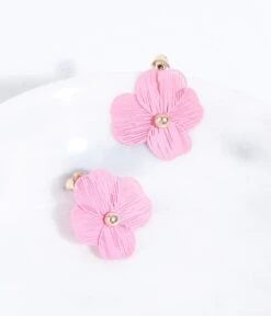 Pink Floral Light Stud Earrings