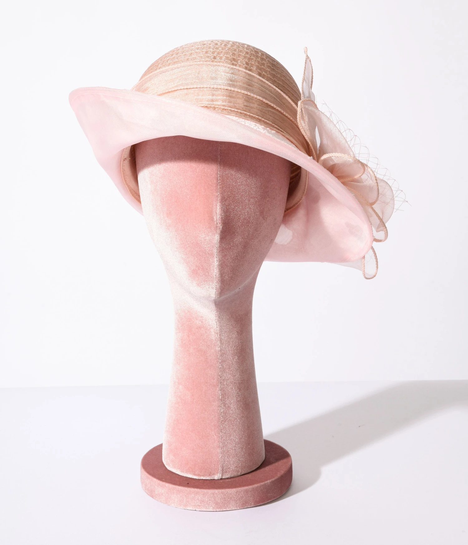Pink Floral Organza Cloche Hat 3 Pink Floral Organza Cloche Hat - Image 3