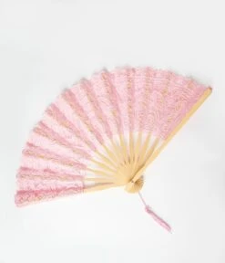 Pink Lace Hand Fan