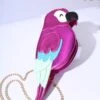 Pink Parrot Leatherette Crossbody Bag