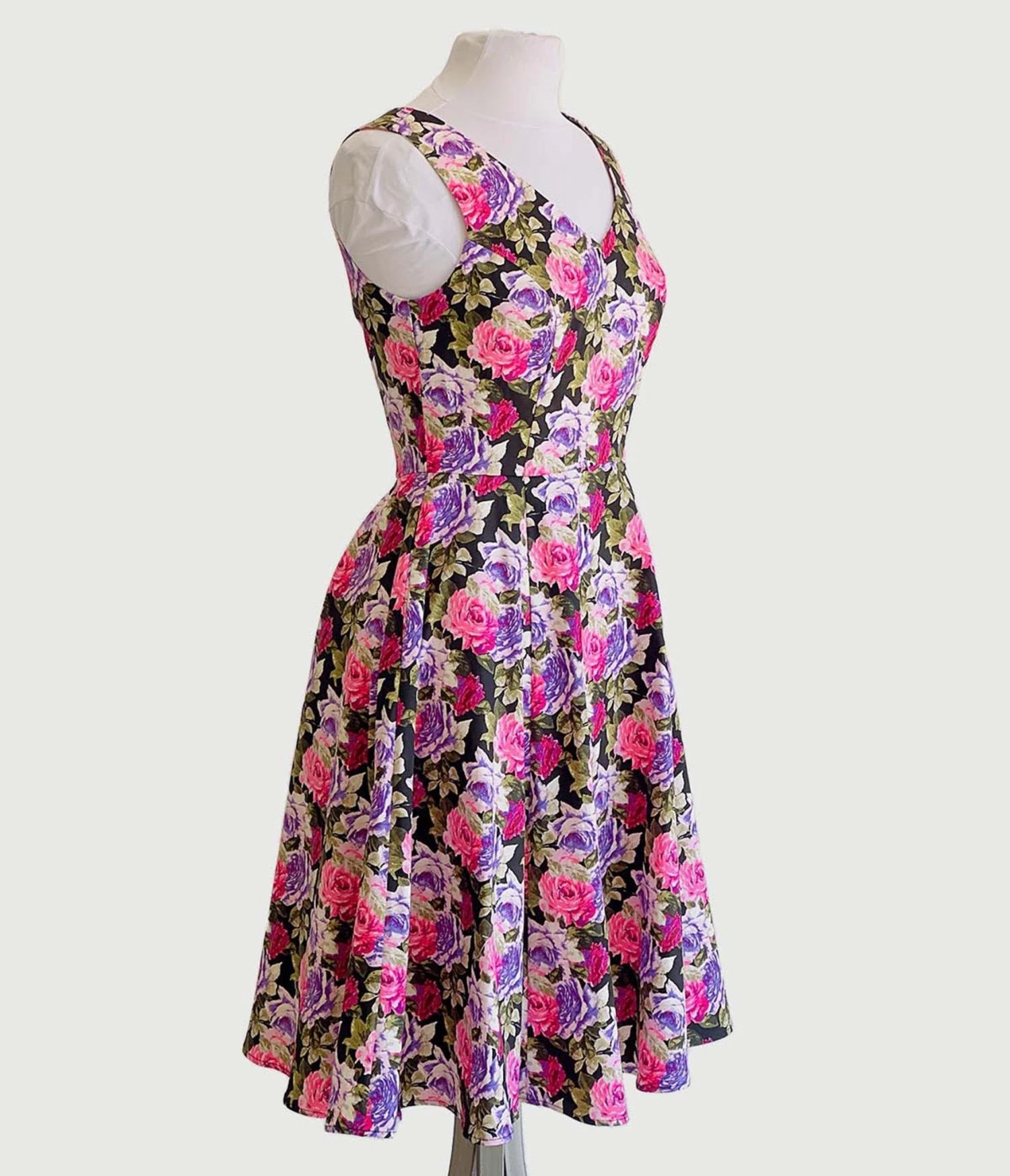 Pink & Purple Roses Swing Dress 2 Pink & Purple Roses Swing Dress - Image 2