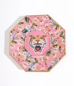 Pink Tiger Decoupage Glass Plate -New Dress Store pink tiger decoupage glass plate 253322