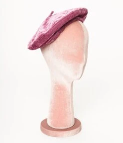 Pink Velvet Beret -New Dress Store pink velvet beret 161525