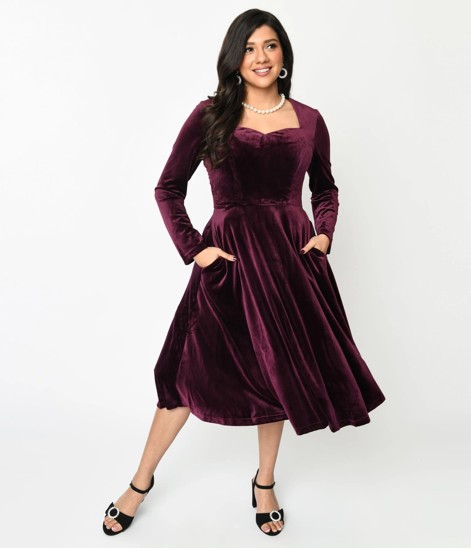 Plum Wine Velvet Swing Dress 2 Plum Wine Velvet Swing Dress - Image 2