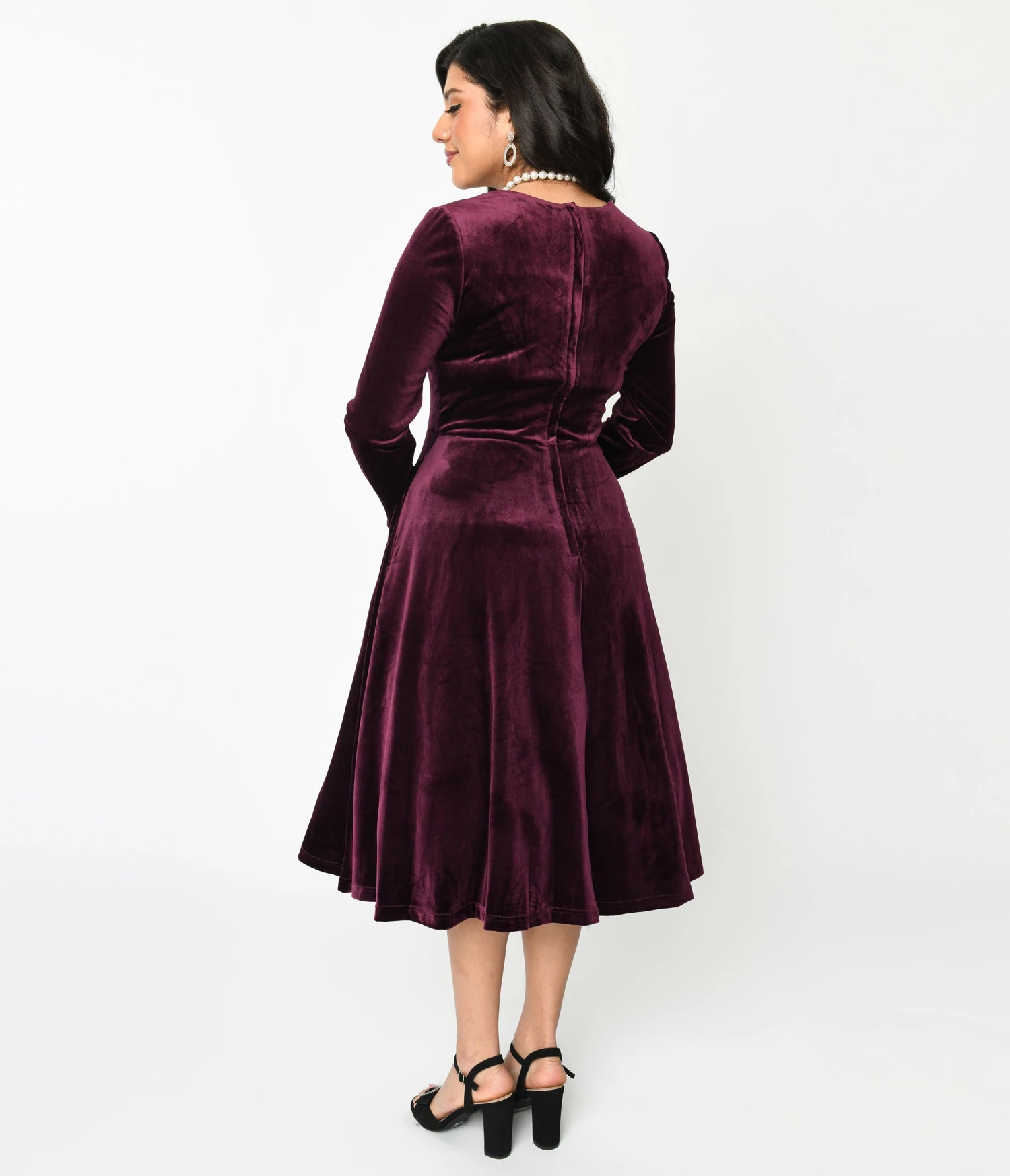 Plum Wine Velvet Swing Dress 3 Plum Wine Velvet Swing Dress - Image 3