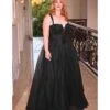 Cinderella Divine Plus Size Black Glitter Bodice & Tulle Prom Ball Gown