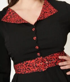 Plus Size Black & Red Leopard Accent Lynette Swing Dress -New Dress Store plus size black red leopard accent lynette swing dress 122157