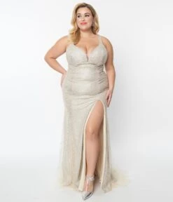 Plus Size Champagne Beaded Deco Harlow Wedding Dress -New Dress Store plus size champagne beaded deco harlow wedding dress 843863
