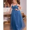 Cinderella Divine Plus Size Deep Blue Glitter Bodice & Tulle Prom Ball Gown