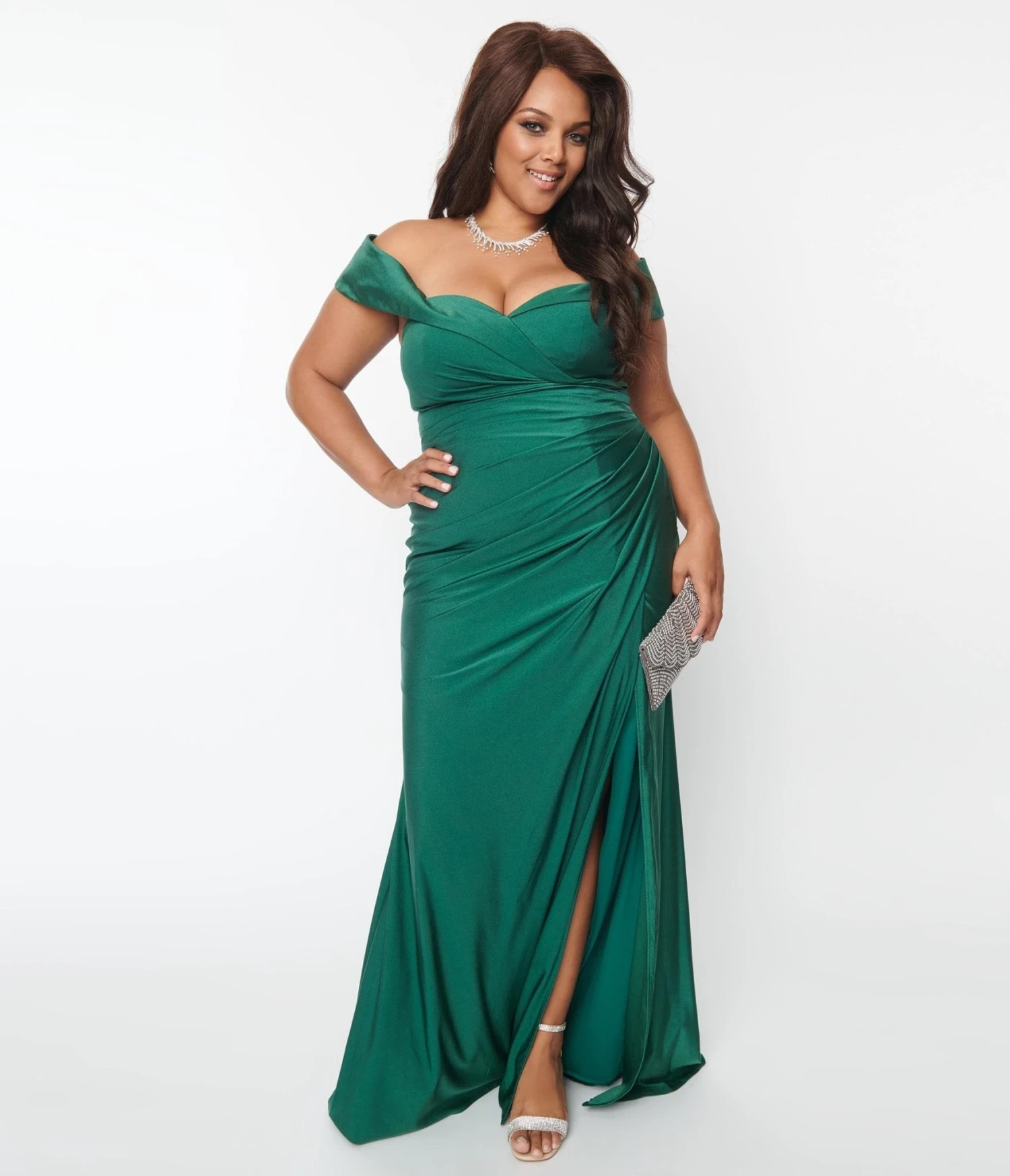 Plus Size Emerald Off The Shoulder Full Length Dress 1 Plus Size Emerald Off The Shoulder Full Length Dress