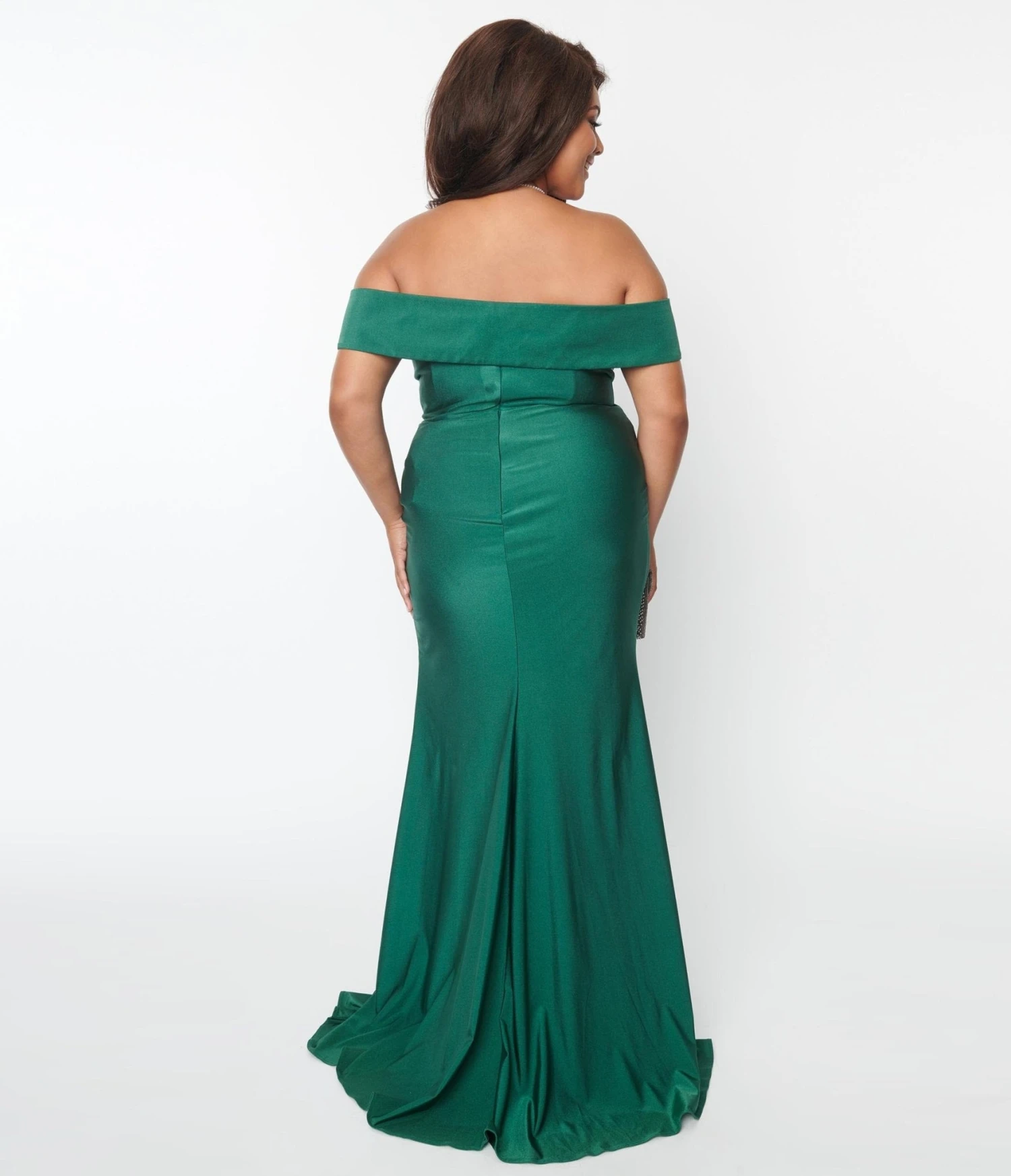 Plus Size Emerald Off The Shoulder Full Length Dress 2 Plus Size Emerald Off The Shoulder Full Length Dress - Image 2