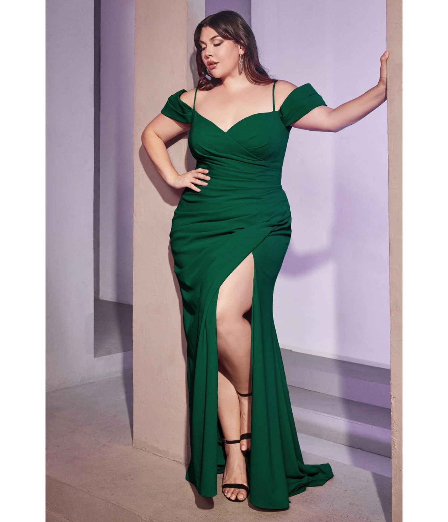 Cinderella Divine Plus Size Emerald Regal Off Shoulder Bridesmaid Dress 1 Cinderella Divine Plus Size Emerald Regal Off Shoulder Bridesmaid Dress