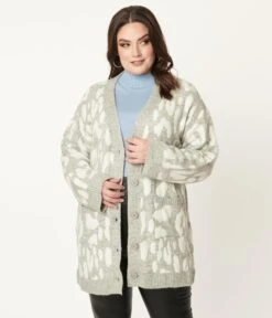 Plus Size Grey Leopard Print Long Cardigan -New Dress Store plus size grey leopard print long cardigan 273764