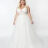 Plus Size Ivory Floral Lace & Tulle Wedding Ball Gown