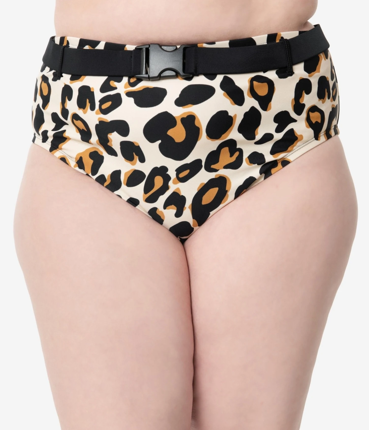 Plus Size Leopard Print Belted Swim Bottom 2 Plus Size Leopard Print Belted Swim Bottom - Image 2