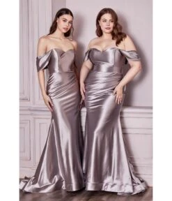 Cinderella Divine Plus Size Mink Satin Fitted Bridesmaid Gown