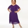 Plus Size Royal Purple Pleated Midi Dress