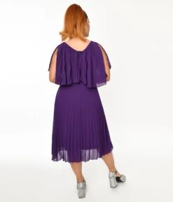 Plus Size Royal Purple Pleated Midi Dress -New Dress Store plus size royal purple pleated midi dress 751368